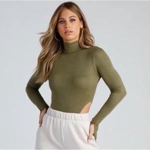Windsor Green Turtleneck Bodysuit